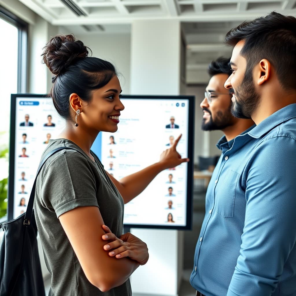 Recruiters reviewing a shortlist of matched candidates on screen