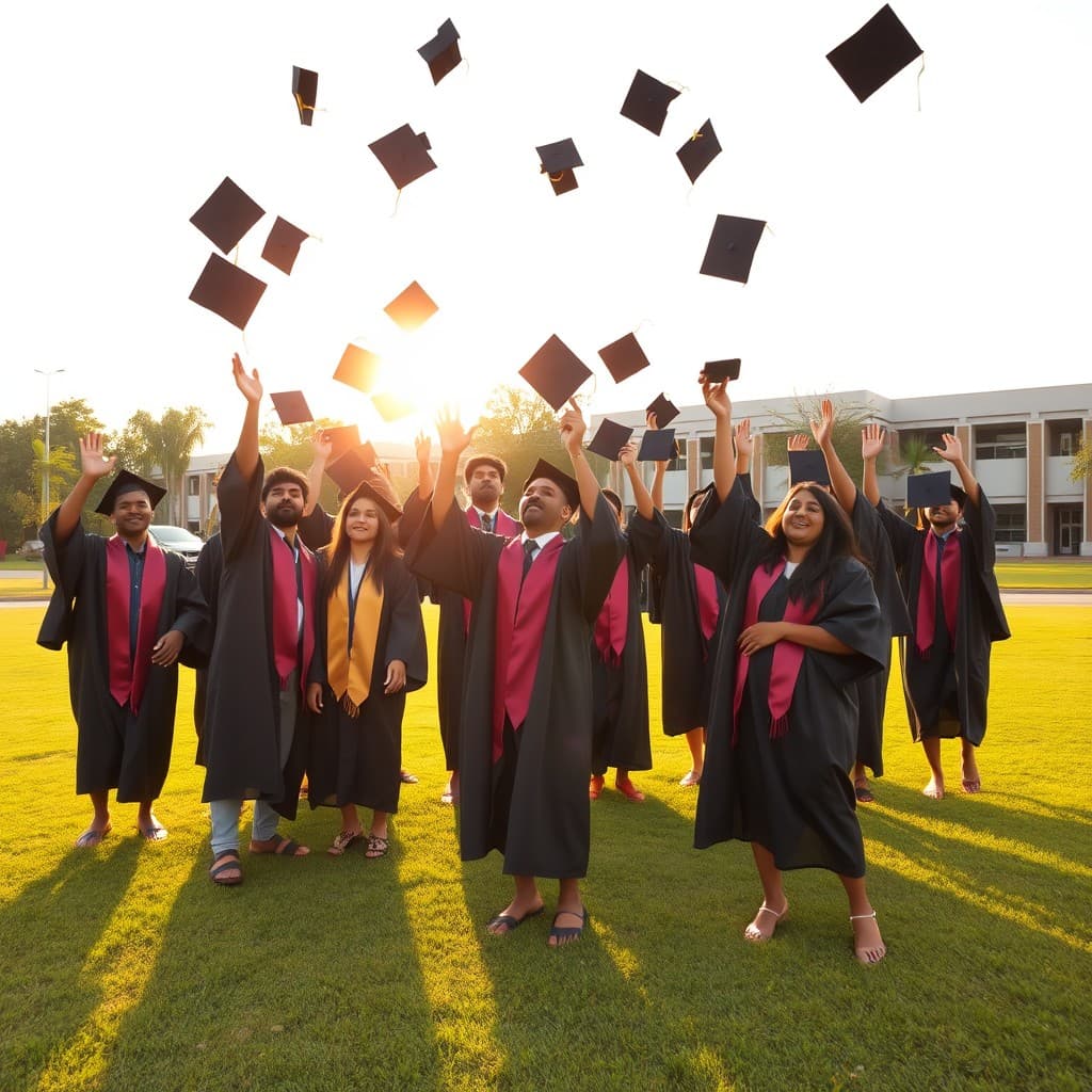 University graduates celebrating on campus