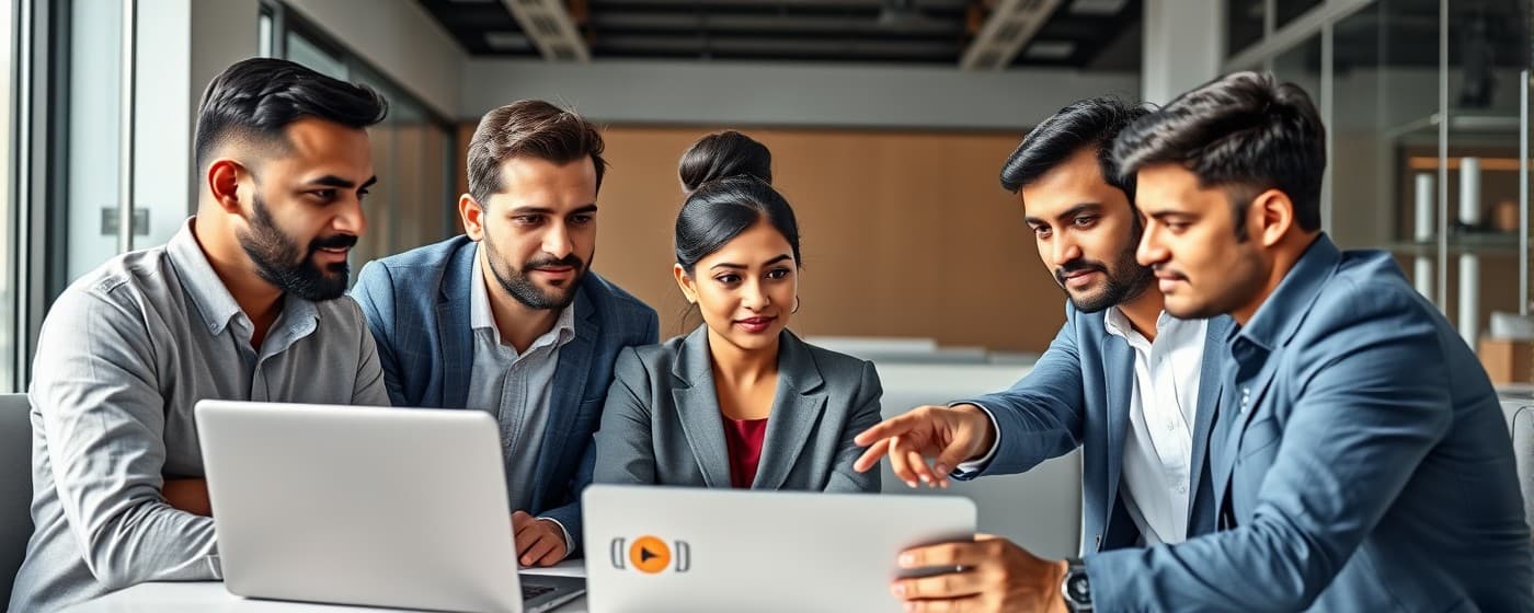 Recruiters reviewing candidates together on a laptop